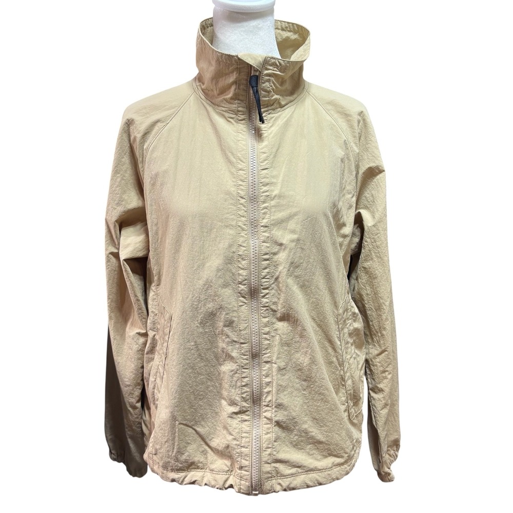 Lou & Grey Tan Mesh Lined Full Zip Windbreaker Jacket XS Tan Sporty Lightweight